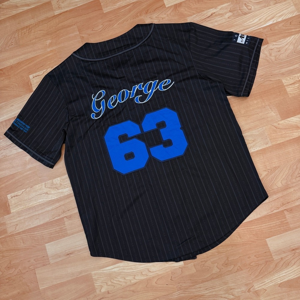 Tommy Hilfiger Awake NY Mercedes AMG F1 George Russell 63 Baseball Jersey Black - Picture 2 of 8